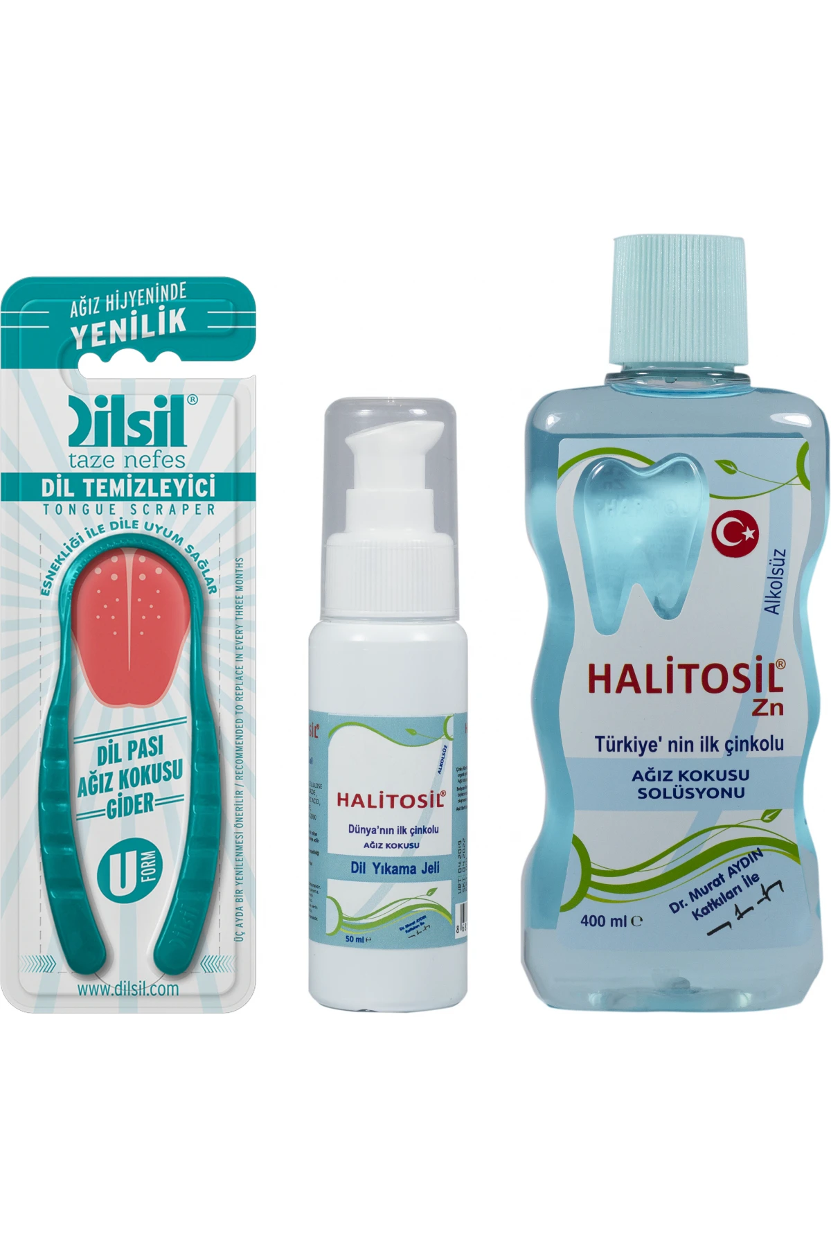 Halitosil ZN Komple Ağız Kokusu Giderici Set (Çinko Gargara + Dil Jeli + Ağız Spreyi + Dilsil Dil Temizleyici)